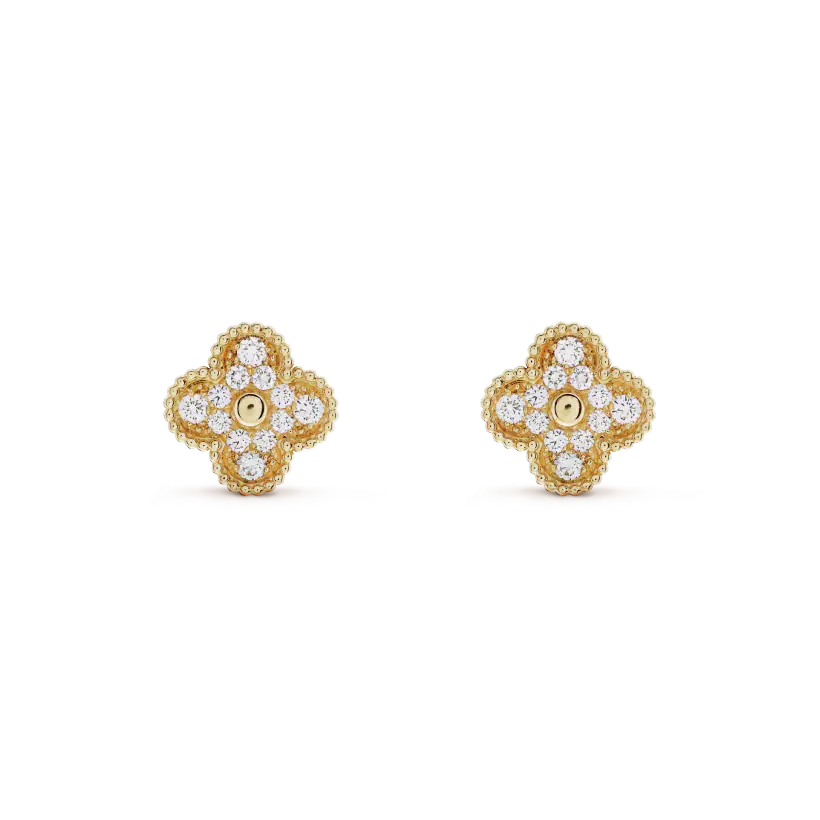 [Max Jewelry ]CLOVER MEDIUM 1 MOTIFS FUll DIAMOND EARRINGS
