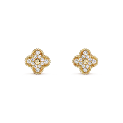 [Max Jewelry ]CLOVER MEDIUM 1 MOTIFS FUll DIAMOND EARRINGS