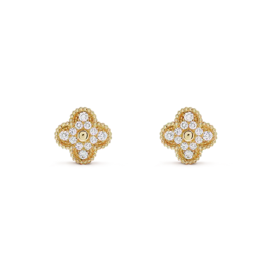 [Max Jewelry ]CLOVER MEDIUM 1 MOTIFS FUll DIAMOND EARRINGS