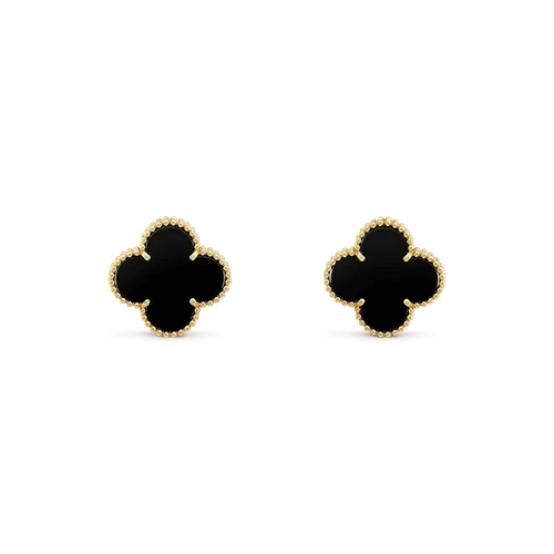 [Plus&Max]CLOVER MEDIUM 1 MOTIFS  ONYX STUD EARRINGS