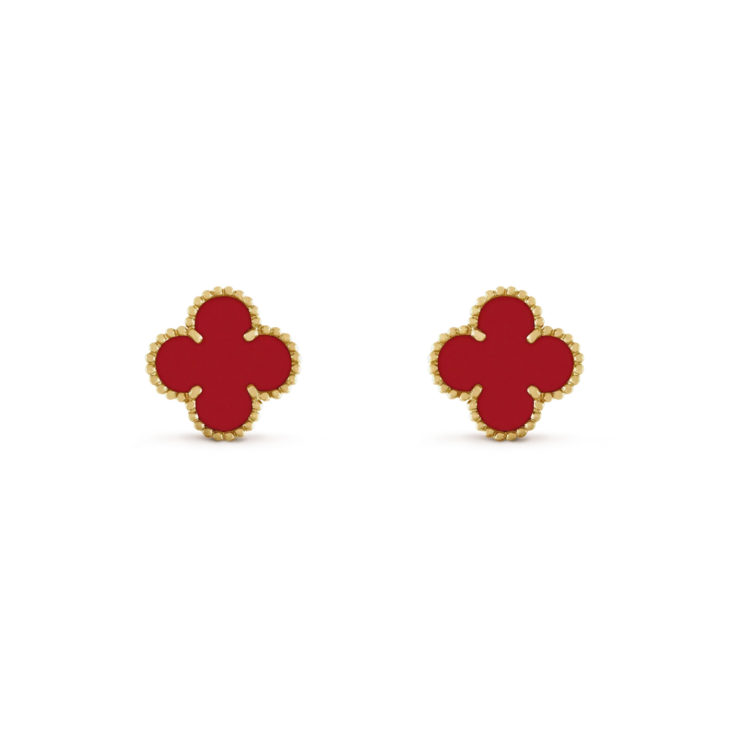 [Plus&Max]CLOVER MINI 9.5MM CARNELIAN EARRINGS
