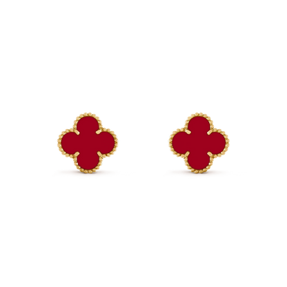 [Max Jewelry ]CLOVER MEDIUM 1 MOTIFS CARNELIAN  EARRINGS