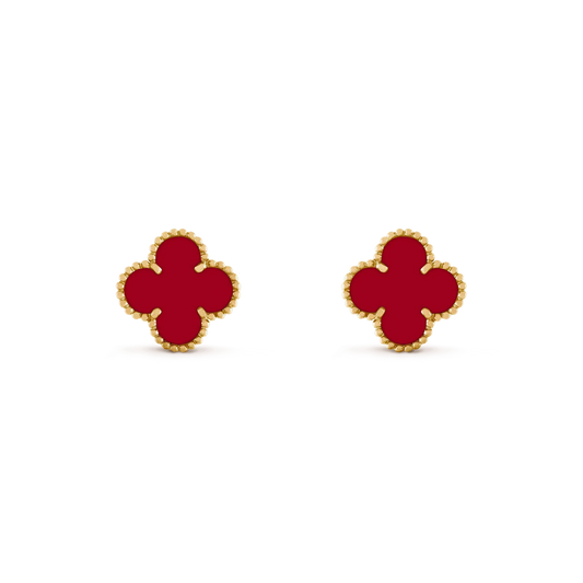 [Max Jewelry ]CLOVER MEDIUM 1 MOTIFS CARNELIAN  EARRINGS