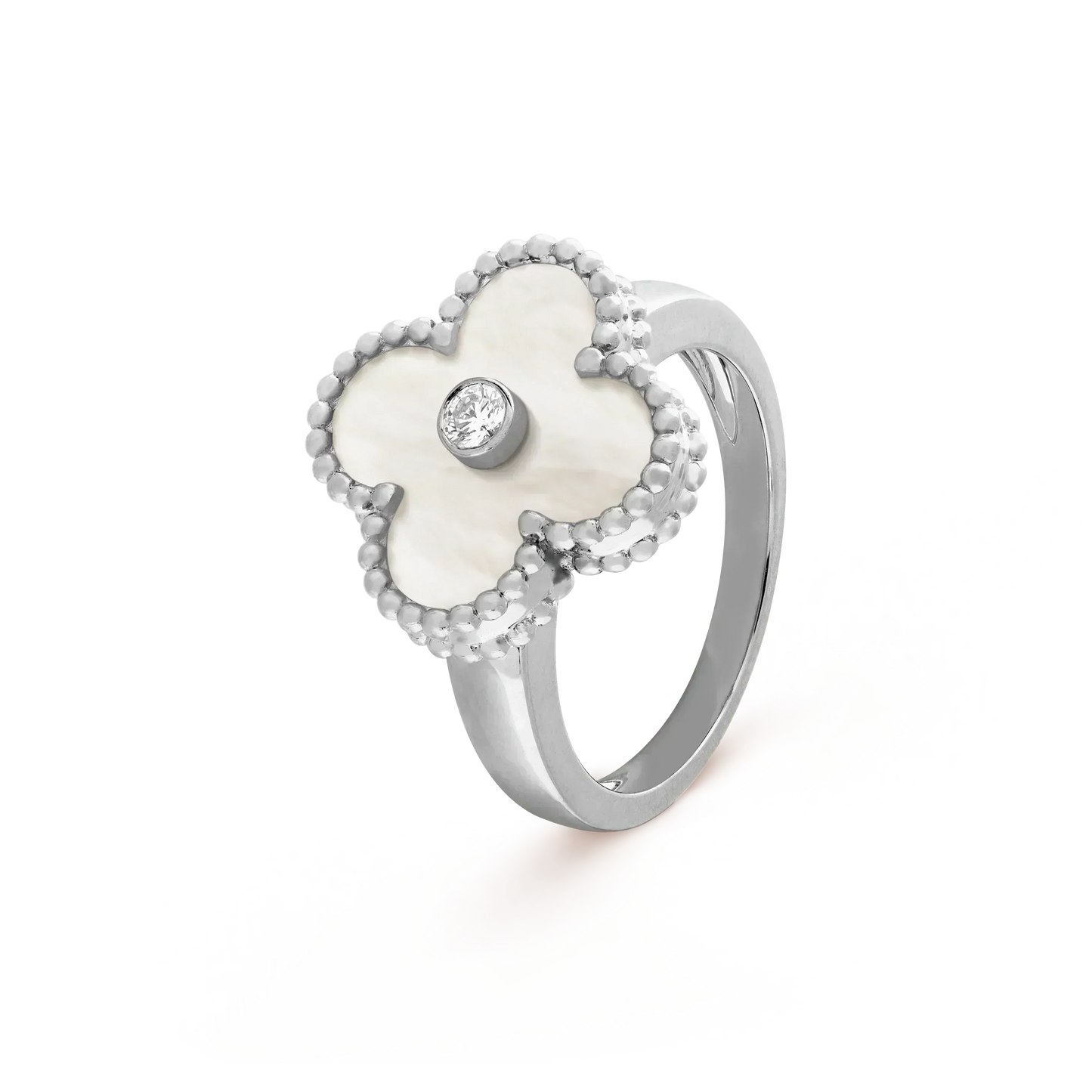 [Max Jewelry ]CLOVER SILVER MOP DIAMOND RING