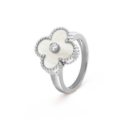 [Max Jewelry ]CLOVER SILVER MOP DIAMOND RING