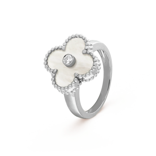 [Max Jewelry ]CLOVER SILVER MOP DIAMOND RING