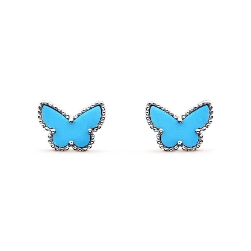 [Max Jewelry ]BUTTERFLY TURQUOISE EARRINGS SILVER