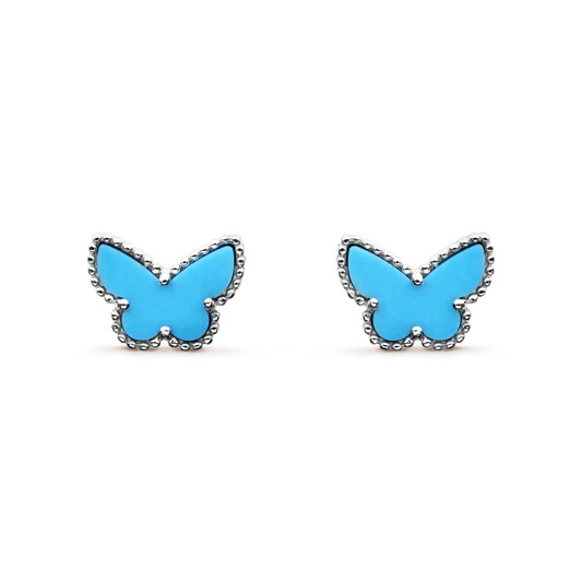 [Max Jewelry ]BUTTERFLY TURQUOISE EARRINGS SILVER