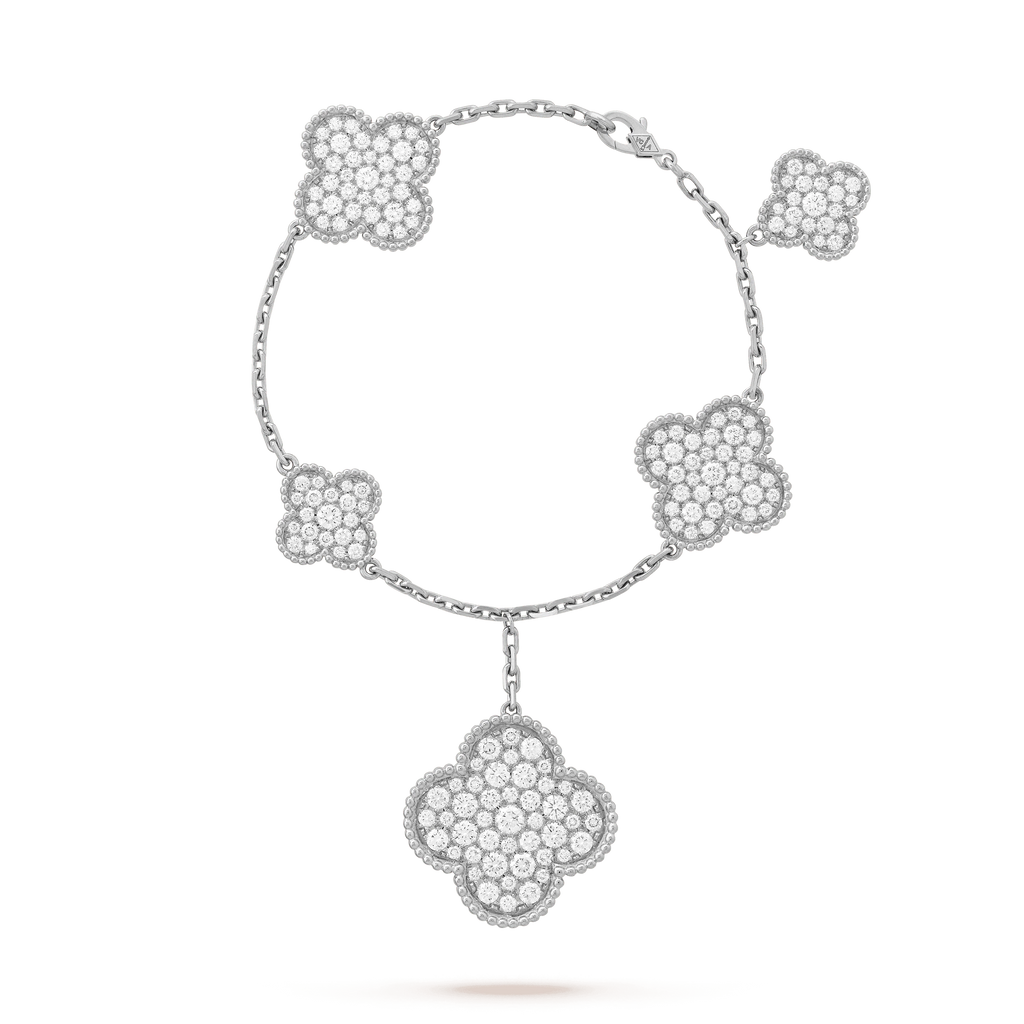 [Plus&Max]CLOVER 6 MOTIFS SILVER DIAMOND BRACELET