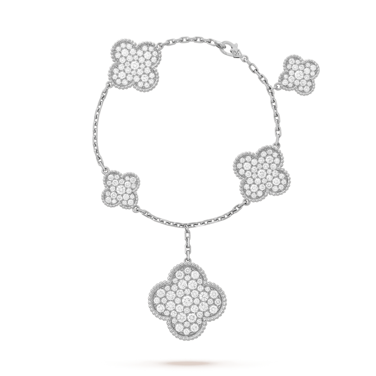 [Plus&Max]CLOVER 6 MOTIFS SILVER DIAMOND BRACELET