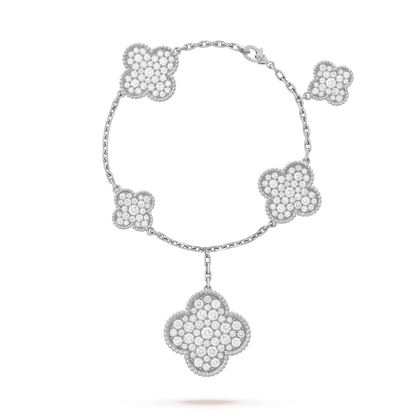 [Max Jewelry ]CLOVER 6 MOTIFS SILVER DIAMOND BRACELET