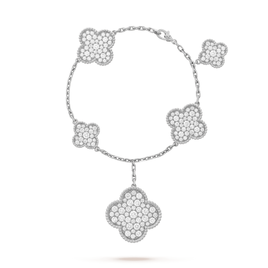 [Max Jewelry ]CLOVER 6 MOTIFS SILVER DIAMOND BRACELET