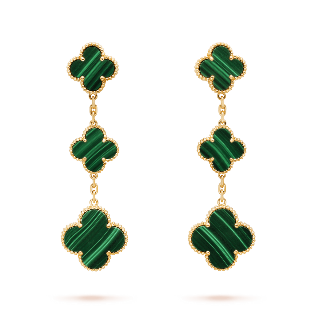 [Plus&Max]CLOVER MALACHITE 3 MOTIFS GOLD