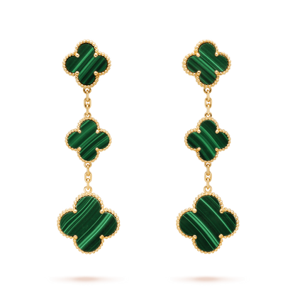 [Max Jewelry ]CLOVER MALACHITE 3 MOTIFS GOLD
