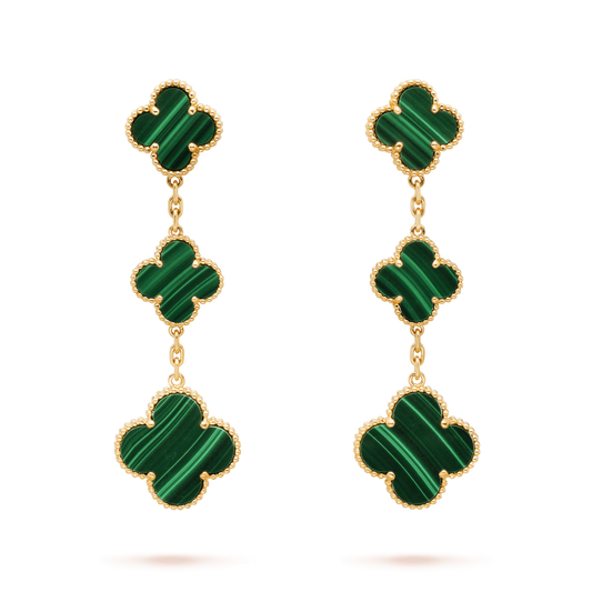 [Max Jewelry ]CLOVER MALACHITE 3 MOTIFS GOLD