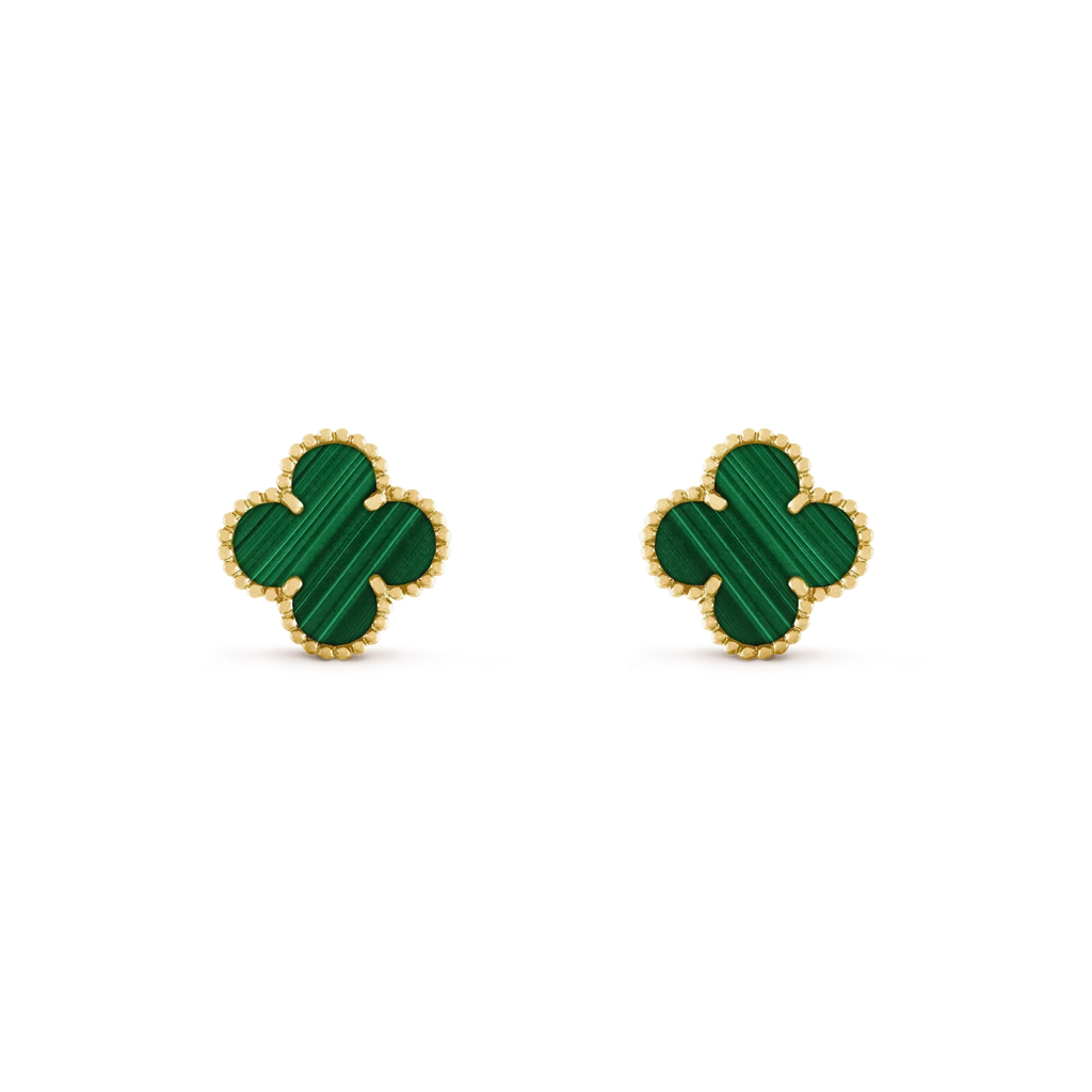 [Plus&Max]CLOVER MEDIUM 1 MOTIFS MALACHITE  EARRINGS