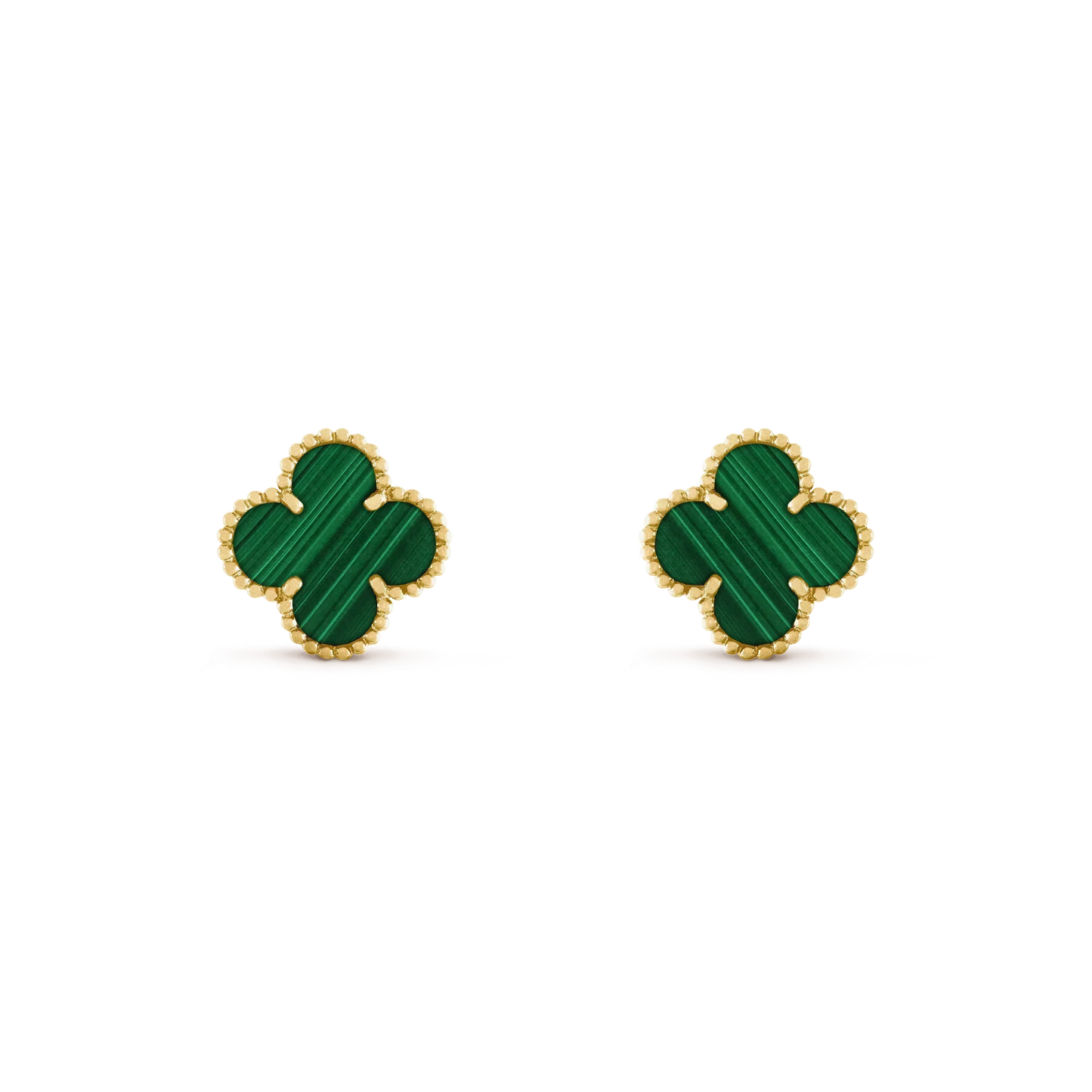 [Max Jewelry ]CLOVER MEDIUM 1 MOTIFS MALACHITE  EARRINGS