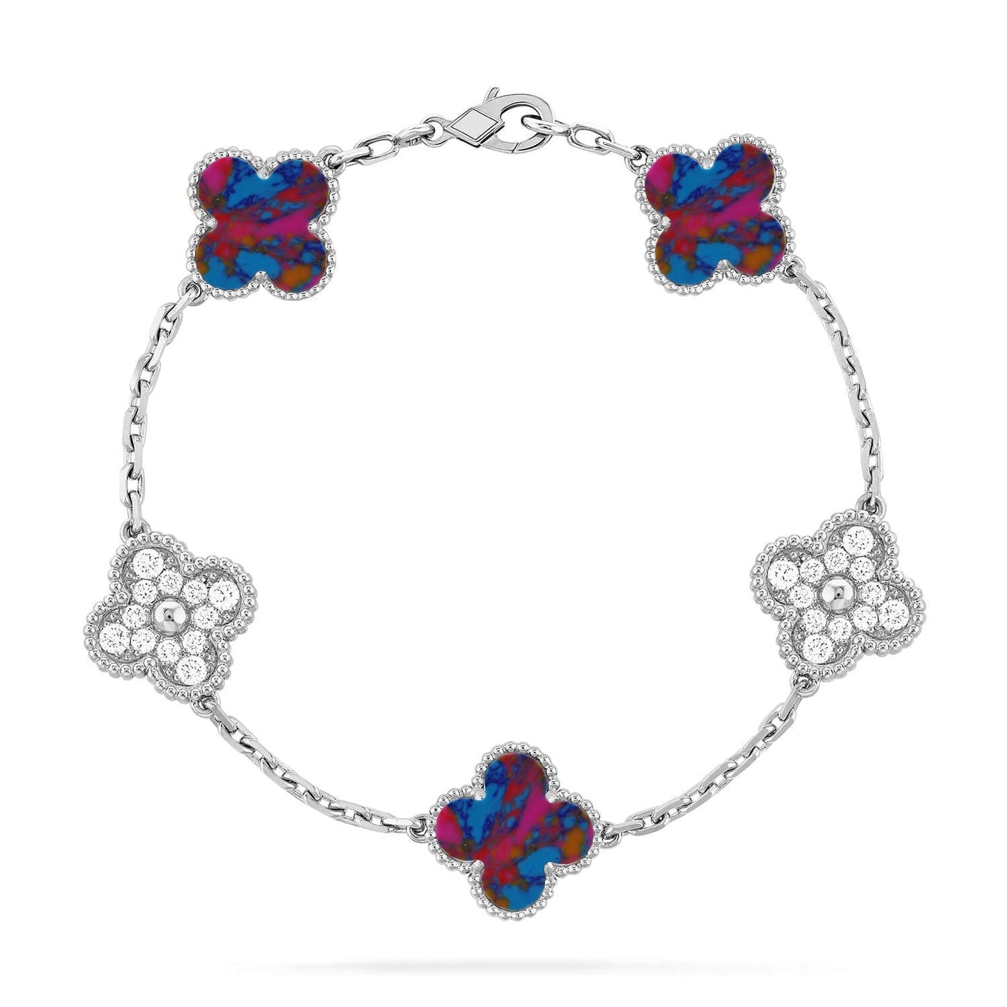 [Max Jewelry ]CLOVER 5 MOTIF COLOR GEMSTONES BRACELET COLLECTION