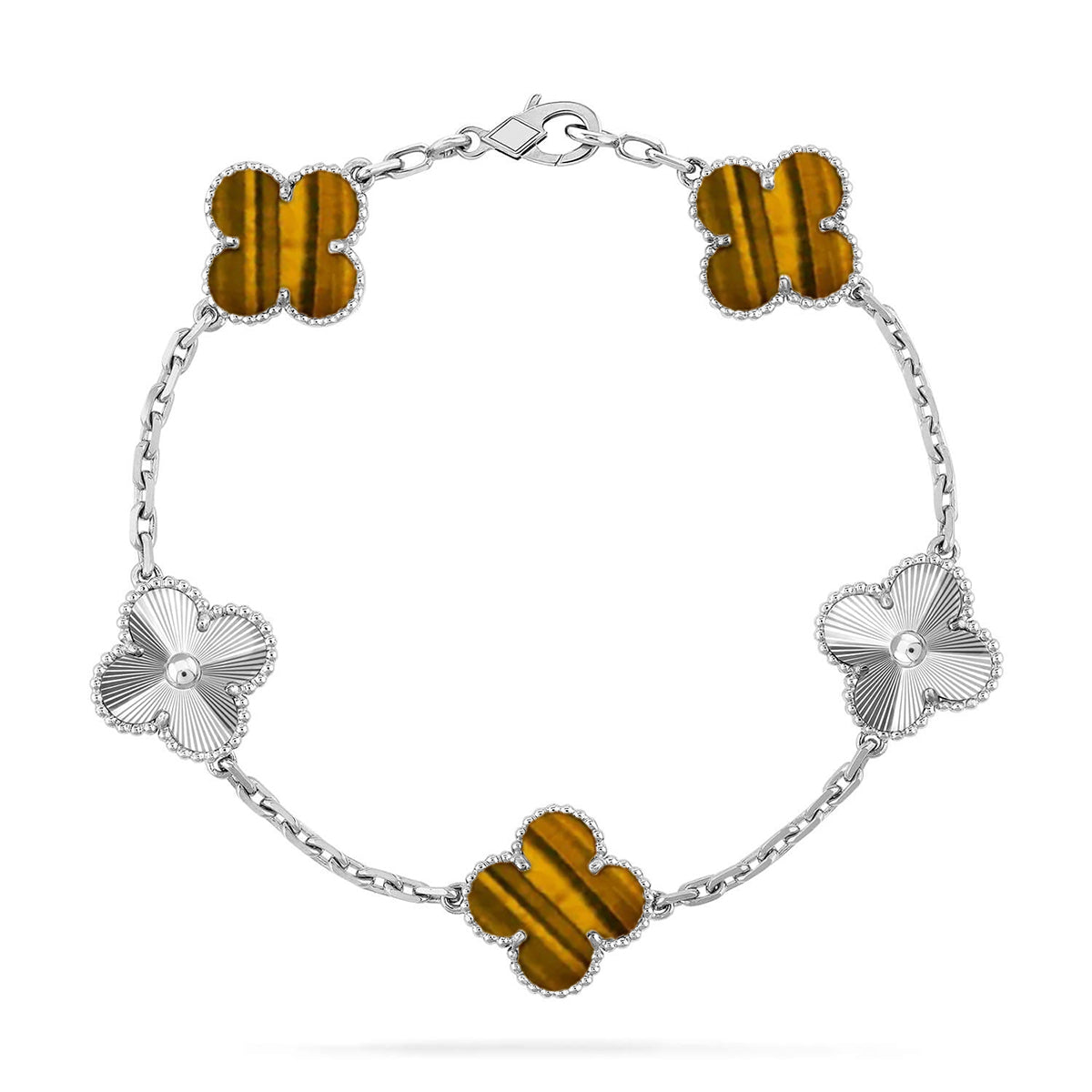 [Max Jewelry ] CLOVER 5 MOTIFS TIGER EYE BRACELET COLLECTION