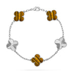 [Plus&Max]LUCKY CLOVER 5-MOTIF BRACELET -  TIGER’S EYE COLLECTION