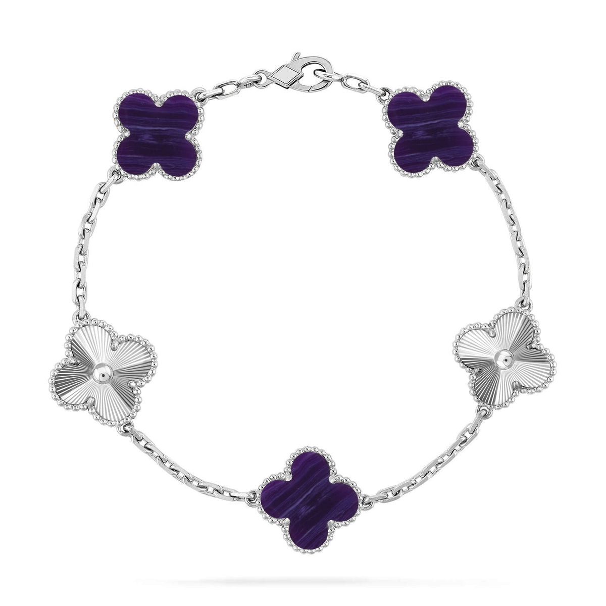 [Plus&Max]LUCKY CLOVER 5-MOTIF BRACELET - CHAROITE COLLECTION