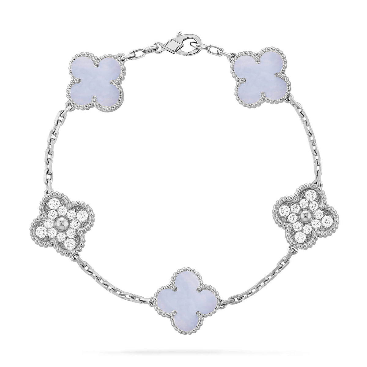 [Max Jewelry ] CLOVER 5 MOTIF PURPLE CHALCEDONY BRACELET COLLECTION
