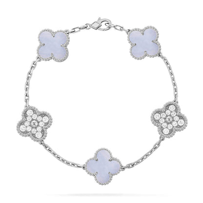 [Max Jewelry ] CLOVER 5 MOTIF PURPLE CHALCEDONY BRACELET COLLECTION