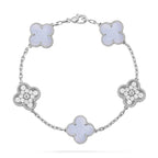 [Plus&Max]LUCKY CLOVER 5-MOTIF BRACELET - PURPLE CHALCEDONY COLLECTION