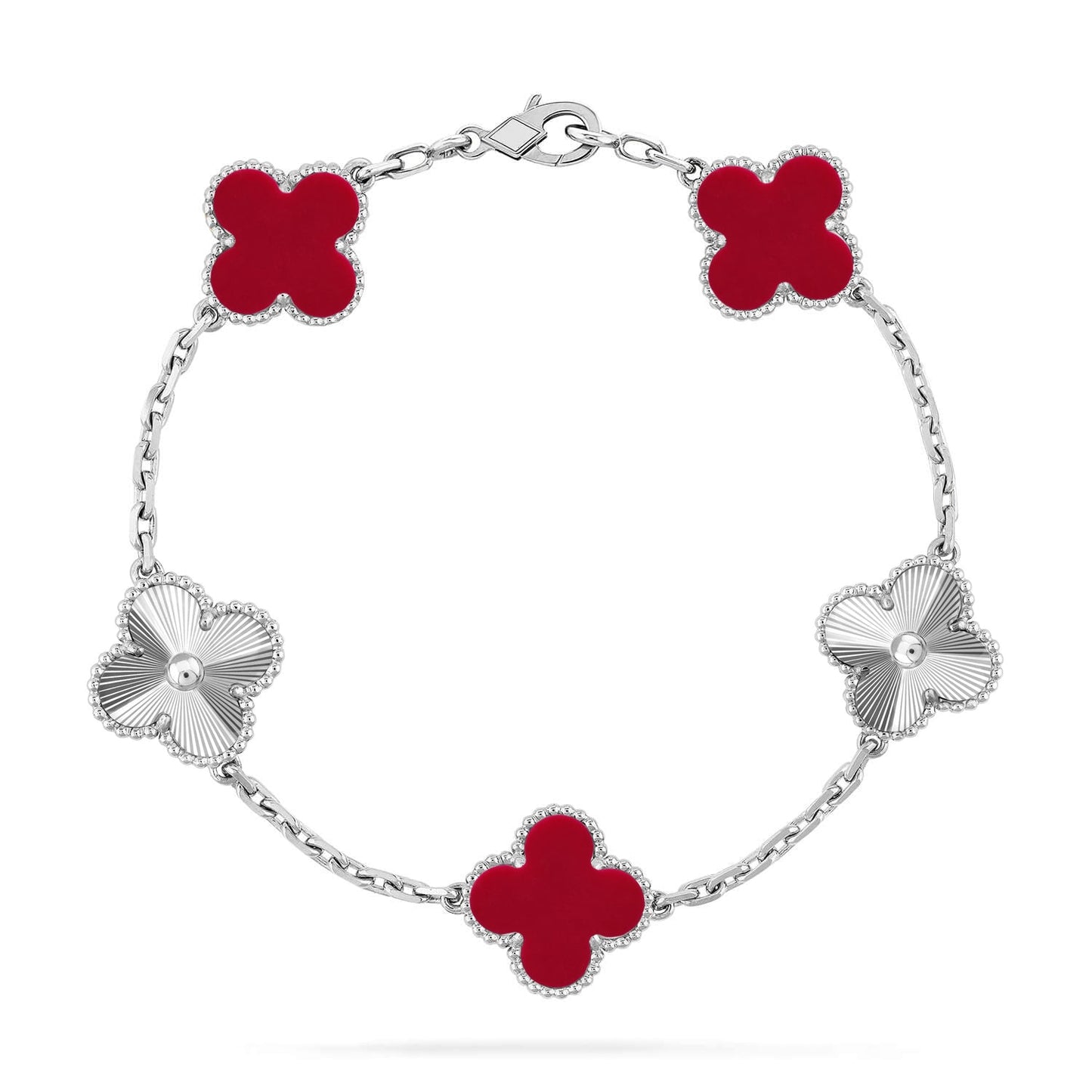 [Max Jewelry ] CLOVER 5 MOTIF RED CORNELIAN BRACELET COLLECTION