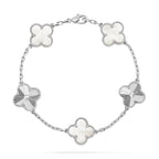 [Plus&Max]LUCKY CLOVER 5-MOTIF BRACELET - WHITE MOTHER-OF-PEARL COLLECTION