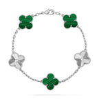 [Plus&Max]LUCKY CLOVER 5-MOTIF BRACELET - MALACHITE COLLECTION