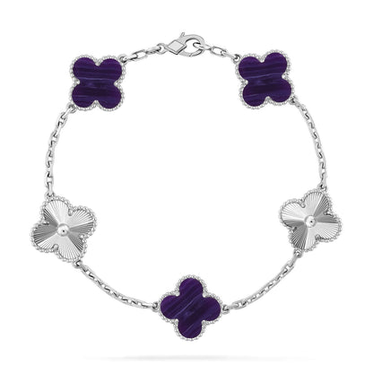 [Max Jewelry ]CLOVER 5 MOTIF PURPLE STRIPES BRACELET COLLECTION