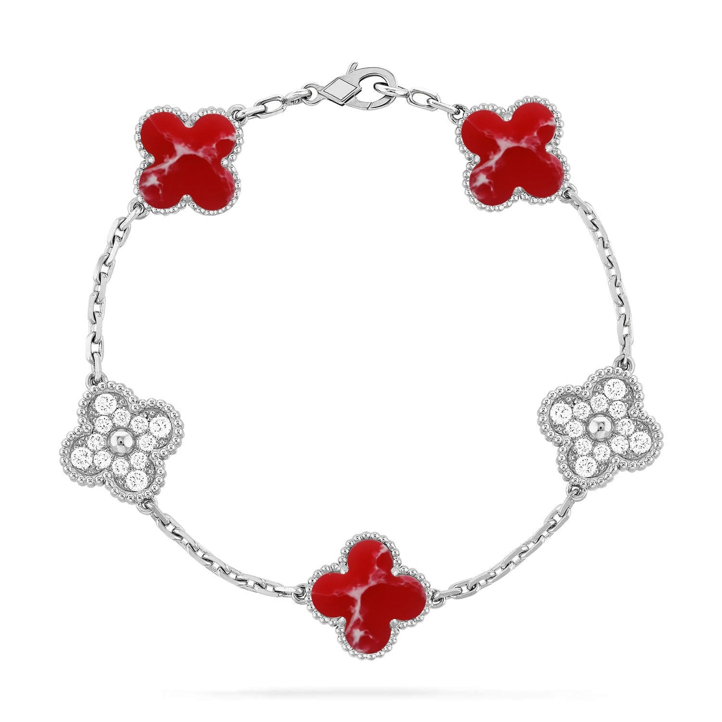 [Max Jewelry ]CLOVER 5 MOTIF RED PATTERN BRACELET COLLECTION