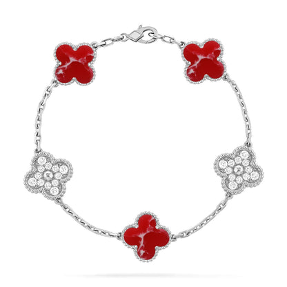 [Max Jewelry ]CLOVER 5 MOTIF RED PATTERN BRACELET COLLECTION