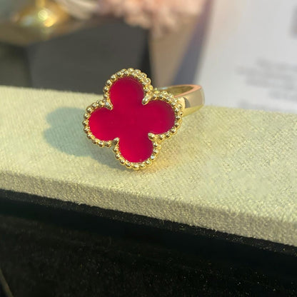 [Max Jewelry]NEW CLOVER PINK ENAMEL RINGS