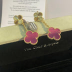 [Plus&Max]NEW CLOVER 2 MOTIF PINK ENAMEL EARRINGS