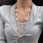[Plus&Max]CLOVER 20 MOTIFS PINK MOP NECKLACE