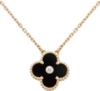 [Plus&Max]CLOVER 15MM DIAMOND ONYX NECKLACE
