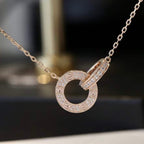 [Plus&Max]LOVE 7.6MM NECKLACE ROSE GOLD AND SILVER  FULL DIAMOND