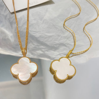 [Max Jewelry ]CLOVER 25MM MOP LARGE PENDANT NECKLACE