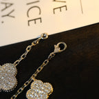 [Plus&Max]CLOVER BRACELET 5 MOTIF SILVER DIAMOND PAVED