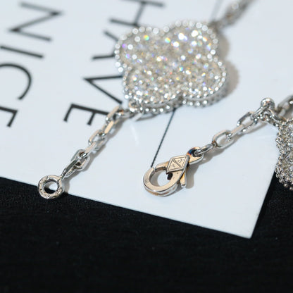[Max Jewelry ]CLOVER BRACELET 5 MOTIF SILVER DIAMOND PAVED