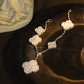 [Plus&Max]CLOVER BRACELET 5 MOTIF SILVER DIAMOND PAVED