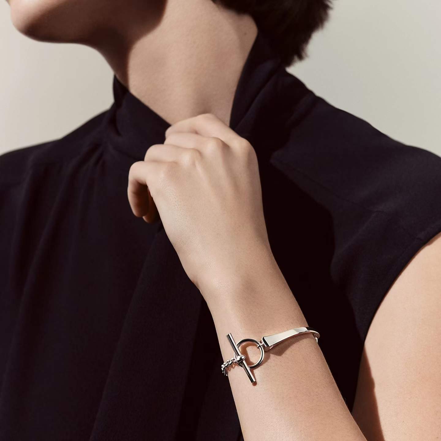 [Max Jewelry]CLOU DE FORGE BRACELET WITH SQUARE CONE STUDS