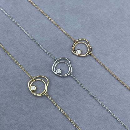 [Max Jewelry]HOLLOW HEART SINGLE DIAMOND BRACELET