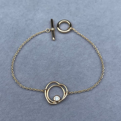 [Max Jewelry]HOLLOW HEART SINGLE DIAMOND BRACELET
