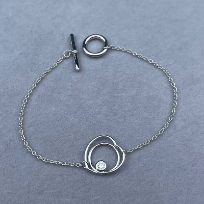 [Max Jewelry]HOLLOW HEART SINGLE DIAMOND BRACELET
