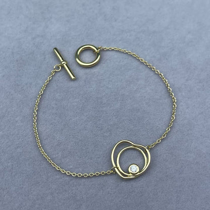 [Max Jewelry]HOLLOW HEART SINGLE DIAMOND BRACELET