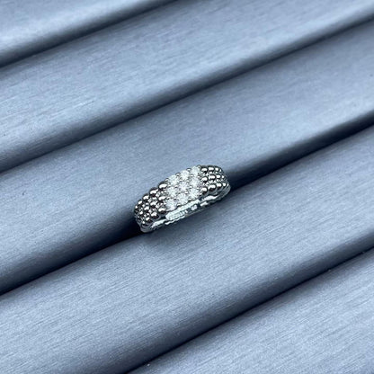 [Max Jewelry]NARROW BEADED RING WITH DIAMONDS