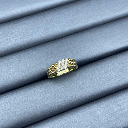 [Max Jewelry]NARROW BEADED RING WITH DIAMONDS